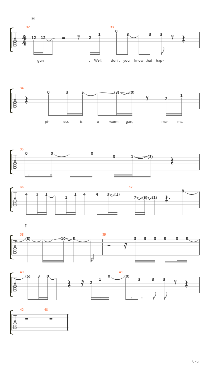 Happiness Is A Warm Gun吉他谱