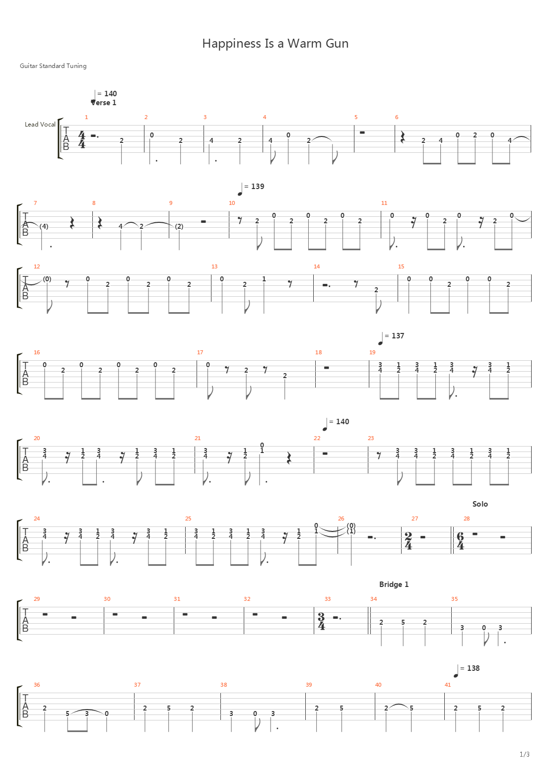 Happiness Is A Warm Gun吉他谱