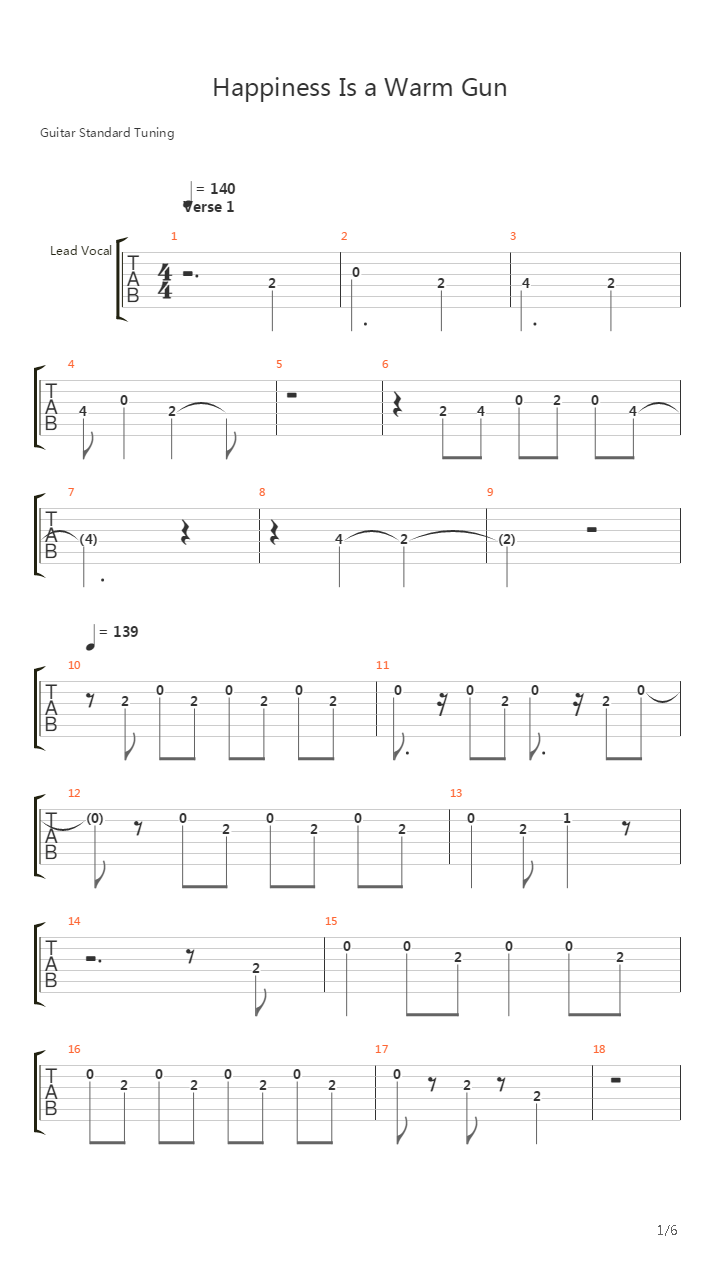 Happiness Is A Warm Gun吉他谱