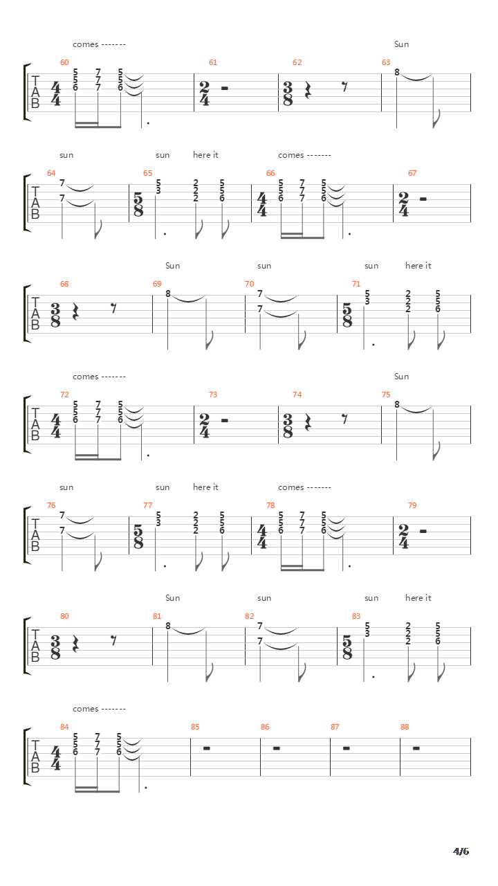 Here Comes The Sun吉他谱