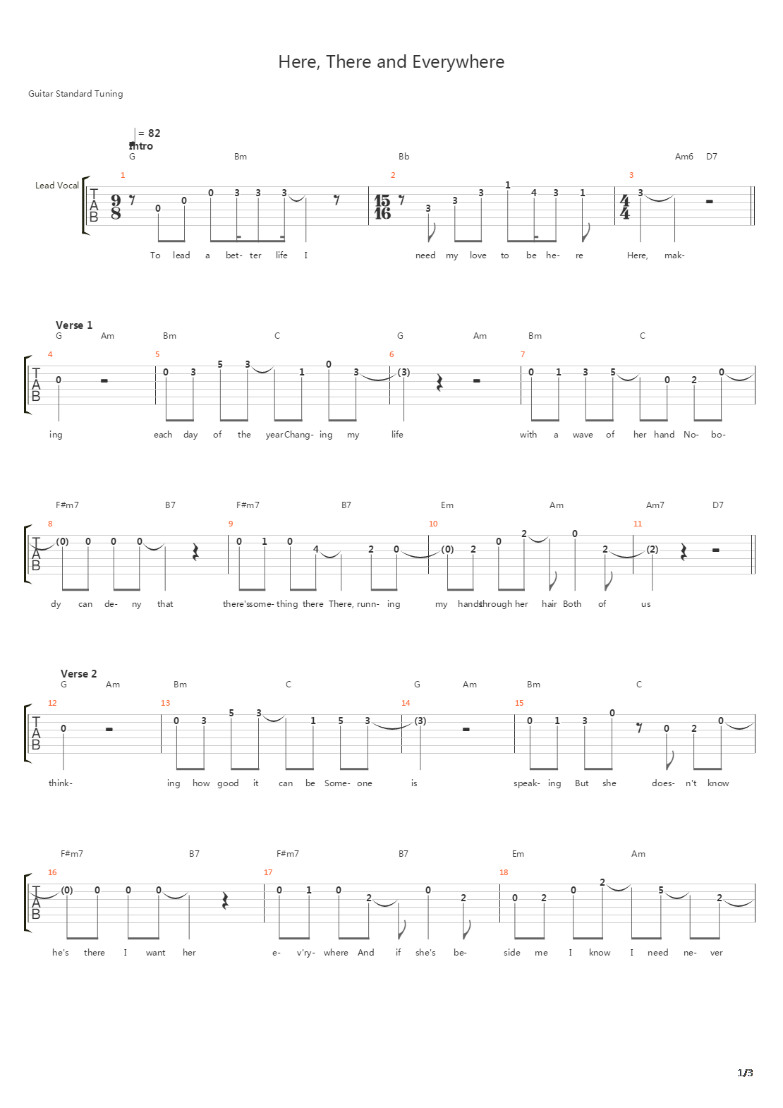Here There And Everywhere吉他谱
