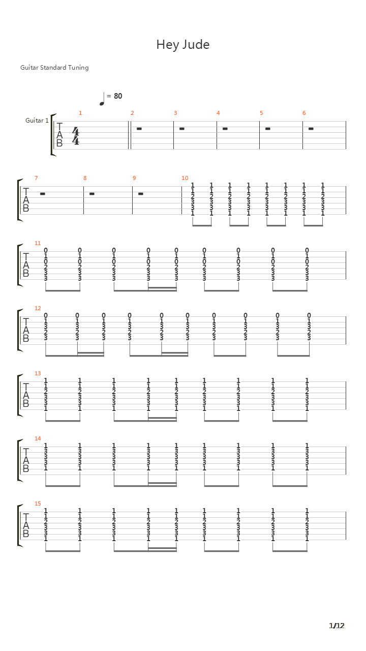 Hey Jude吉他谱