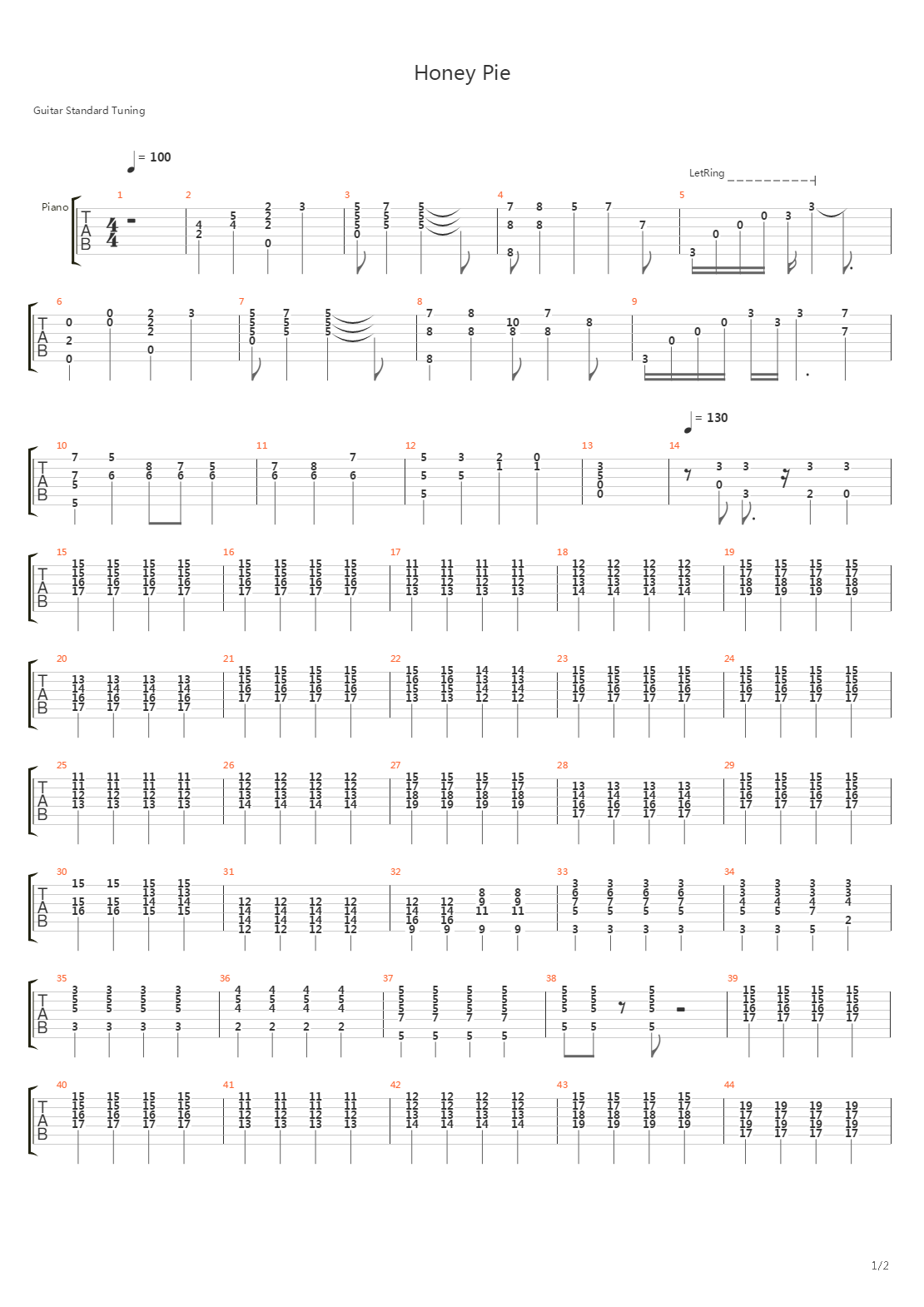 Honey Pie吉他谱