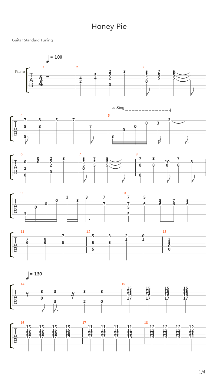 Honey Pie吉他谱