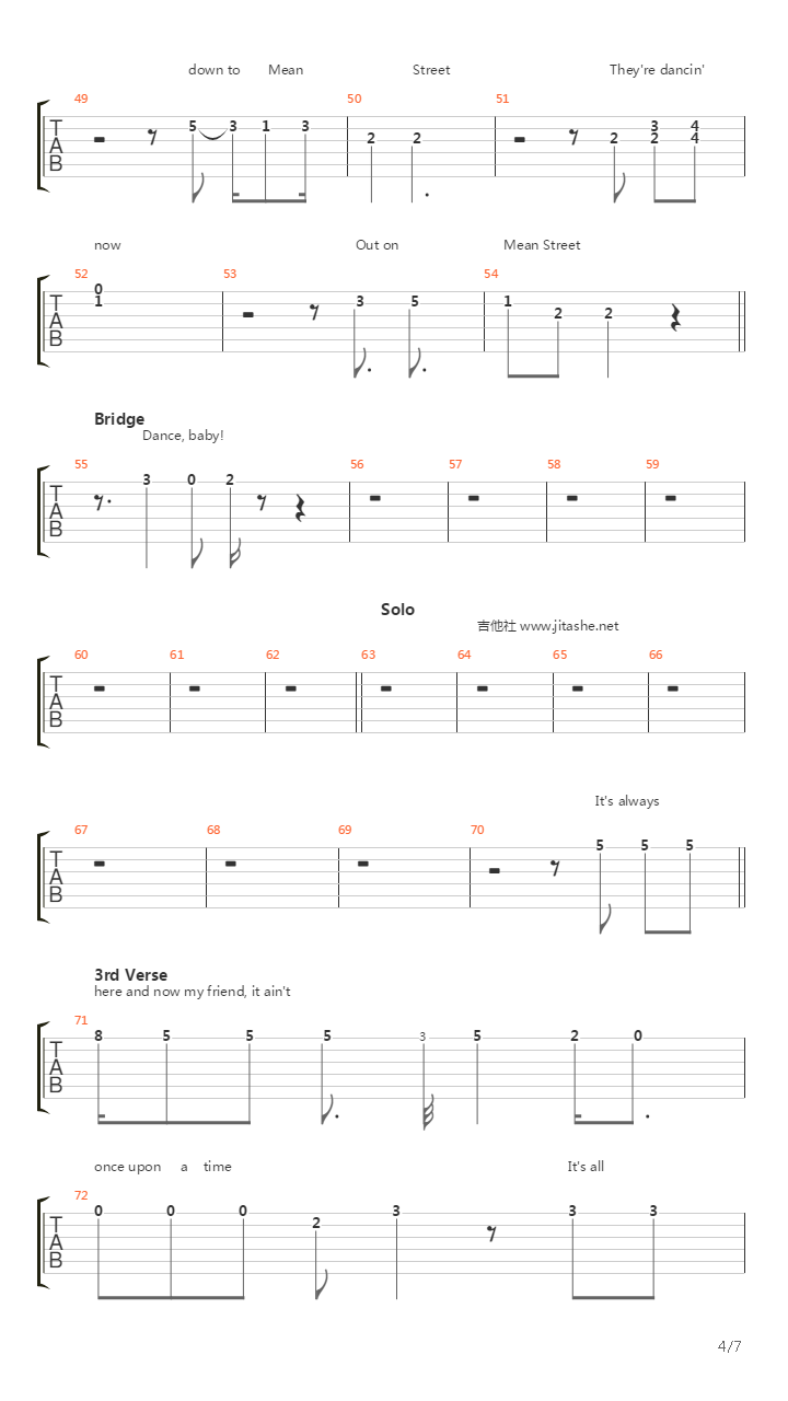Mean Street吉他谱