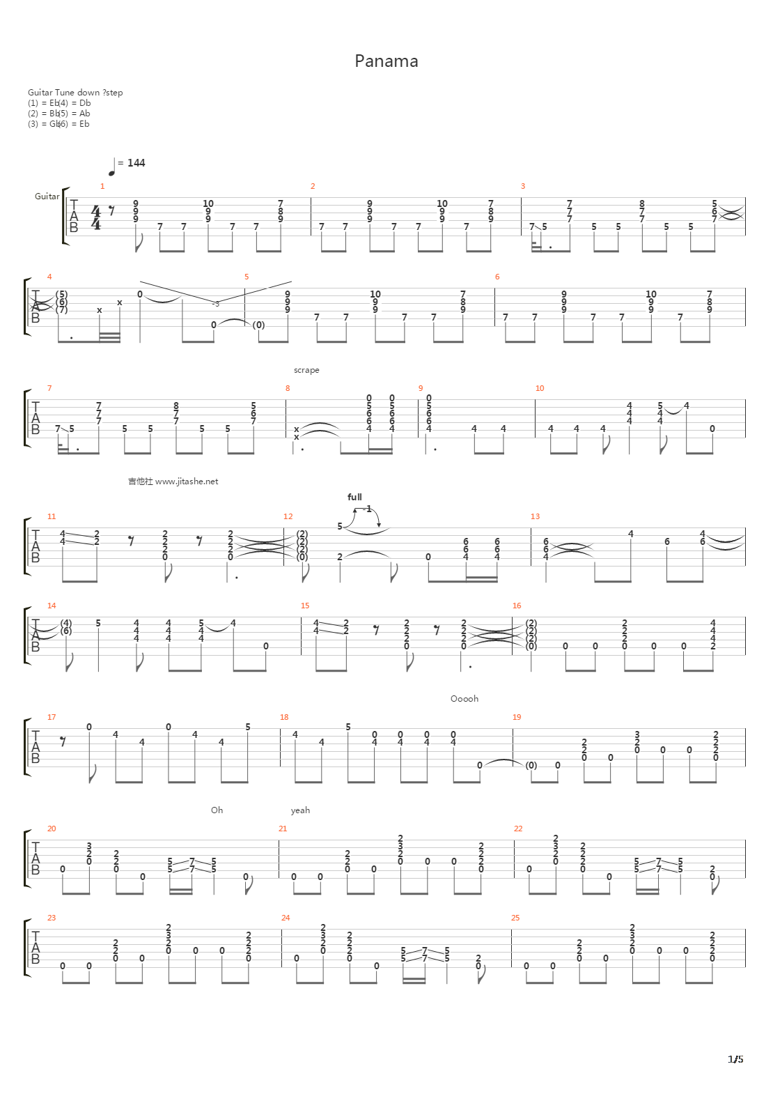 Panama吉他谱