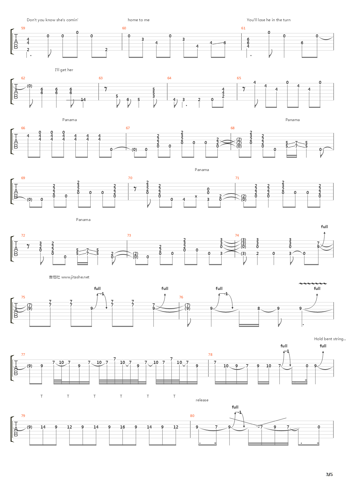 Panama吉他谱