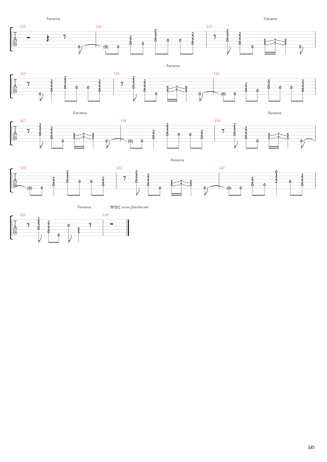 Panama吉他谱