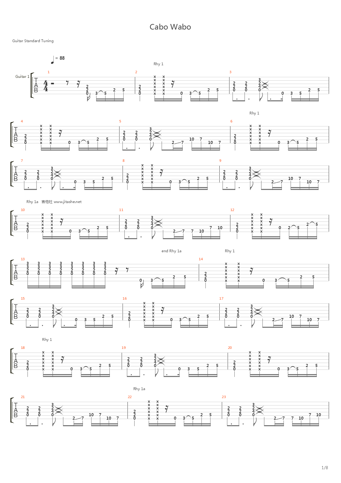 Cabo Wabo吉他谱