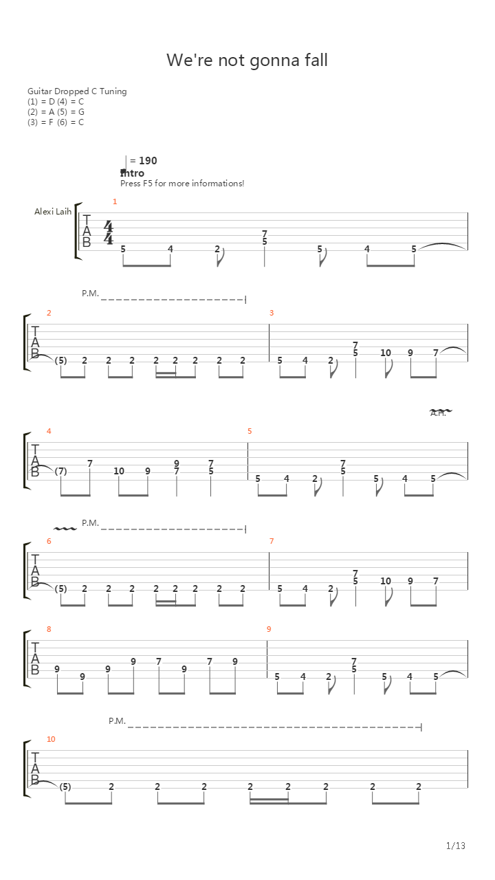 We're Not Gonna Fall吉他谱