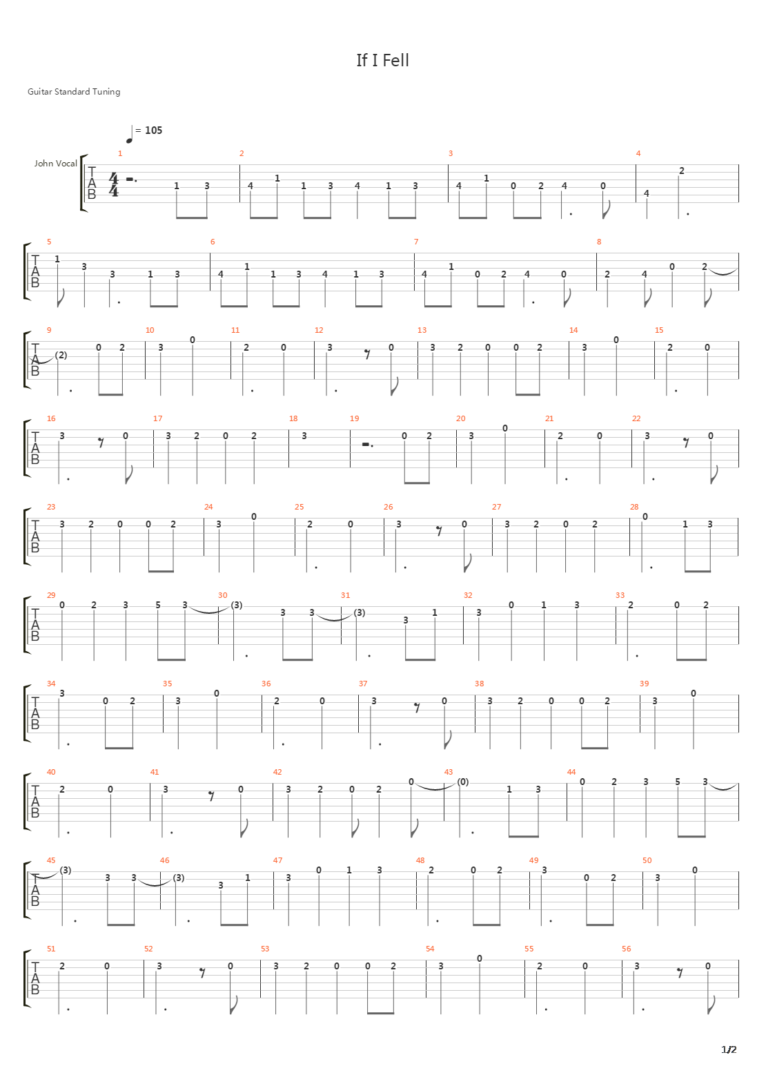 If I Fell吉他谱