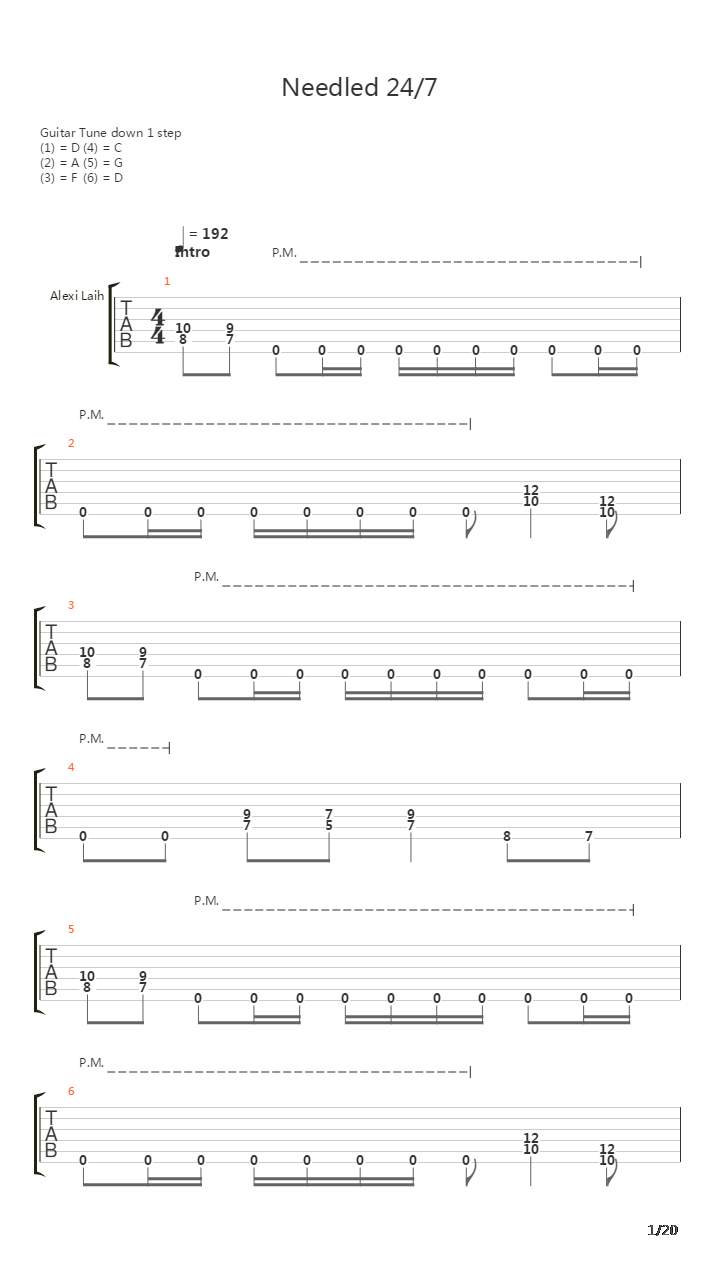Needled 24/7吉他谱