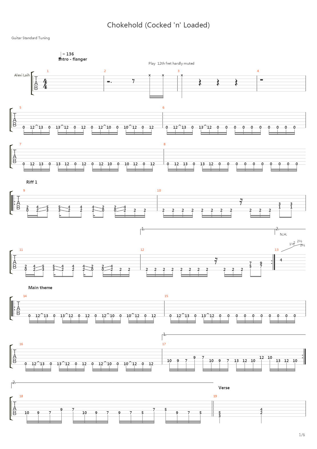 Chokehold(Cocked'n'Loaded)吉他谱