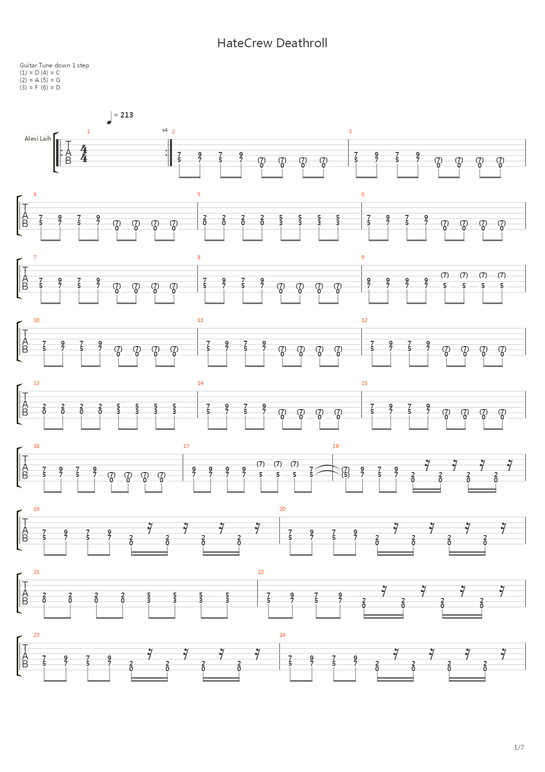HateCrew Deathroll吉他谱