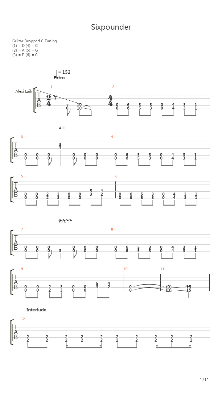 Sixpounder吉他谱