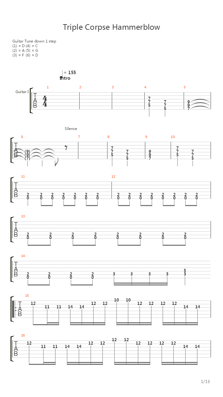 Triple Corpse Hammerblow吉他谱