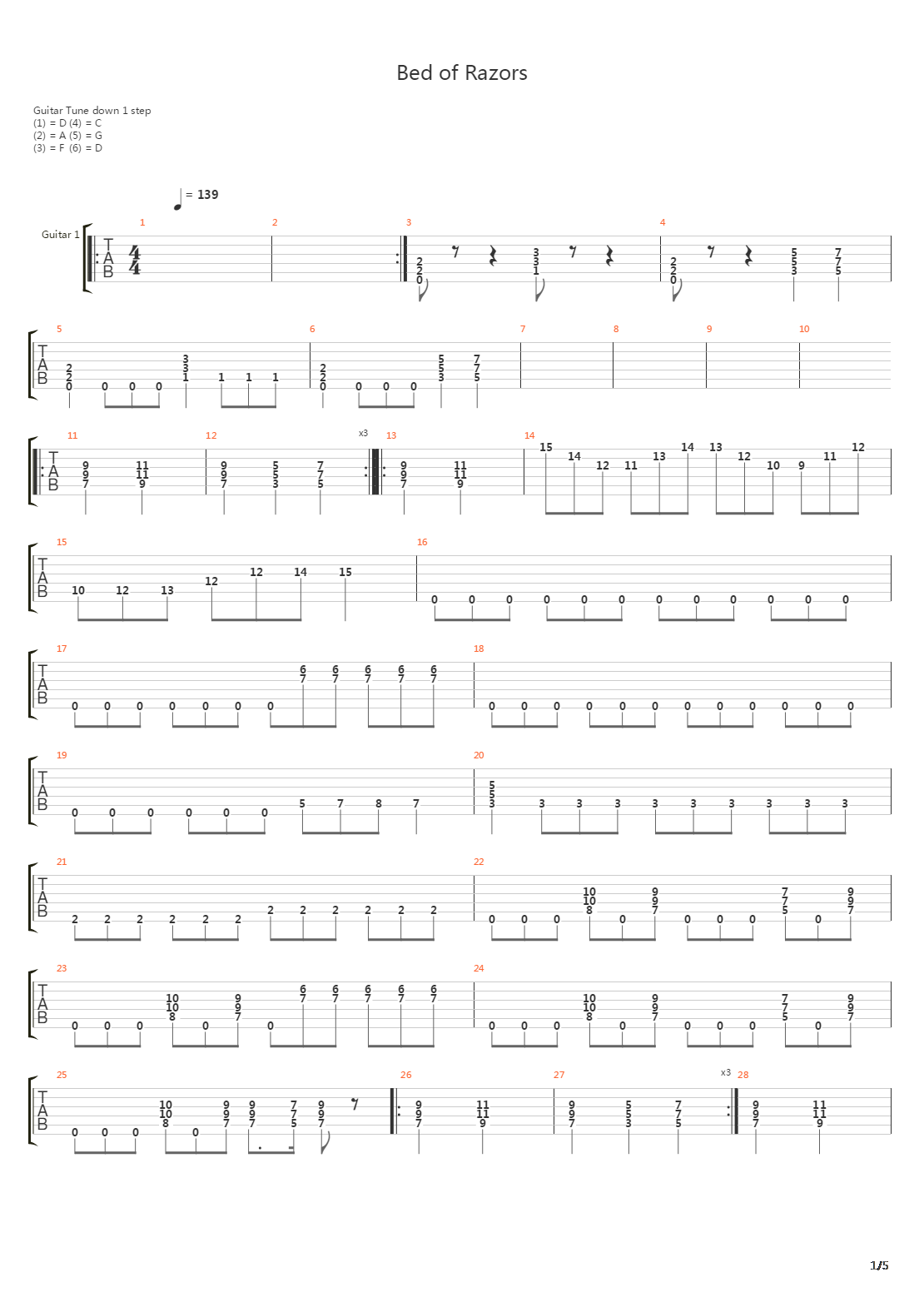 Bed of Razors吉他谱