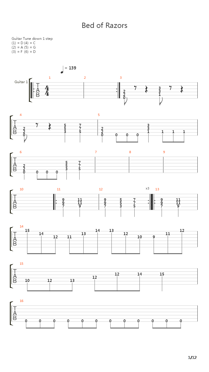 Bed of Razors吉他谱
