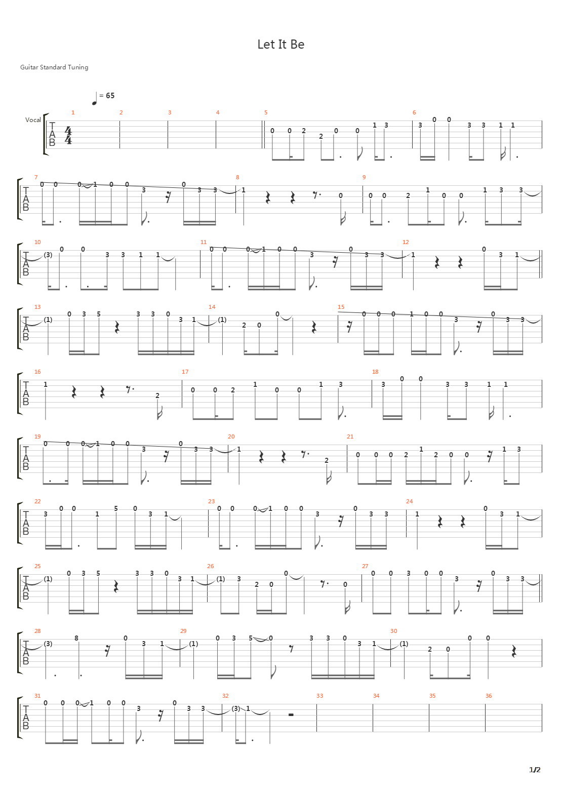 Let It Be吉他谱