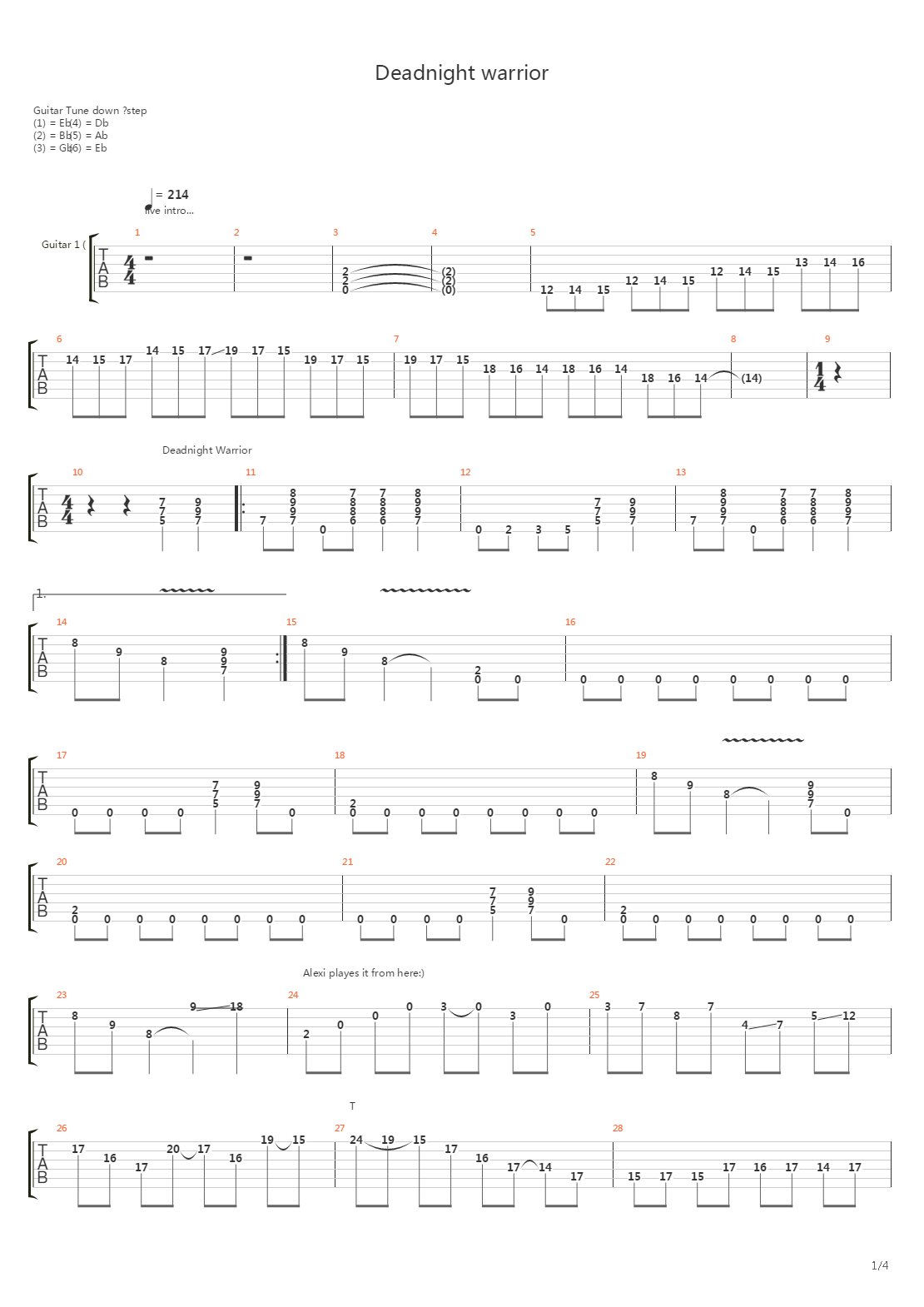 Deadnight Warrior吉他谱