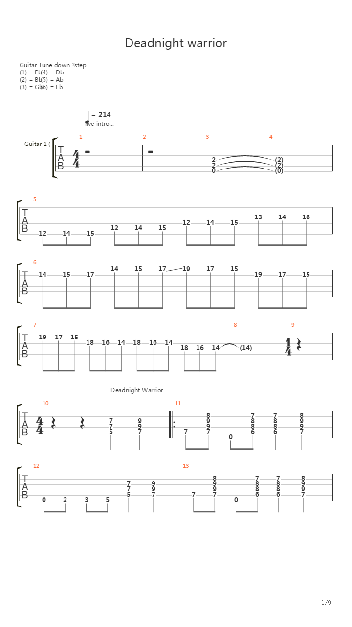 Deadnight Warrior吉他谱