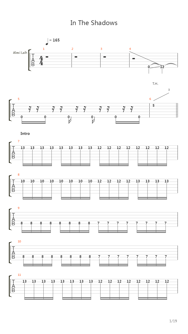 In The Shadows吉他谱