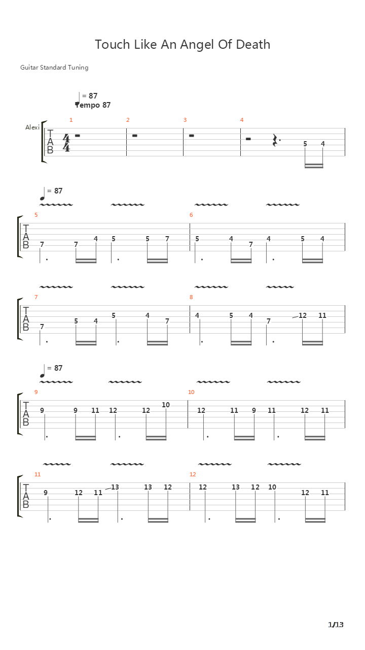 Touch Like An Angel Of Death吉他谱
