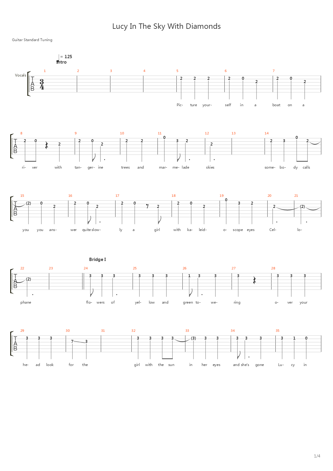 Lucy In The Sky With Diamonds吉他谱