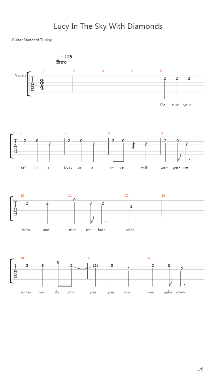 Lucy In The Sky With Diamonds吉他谱