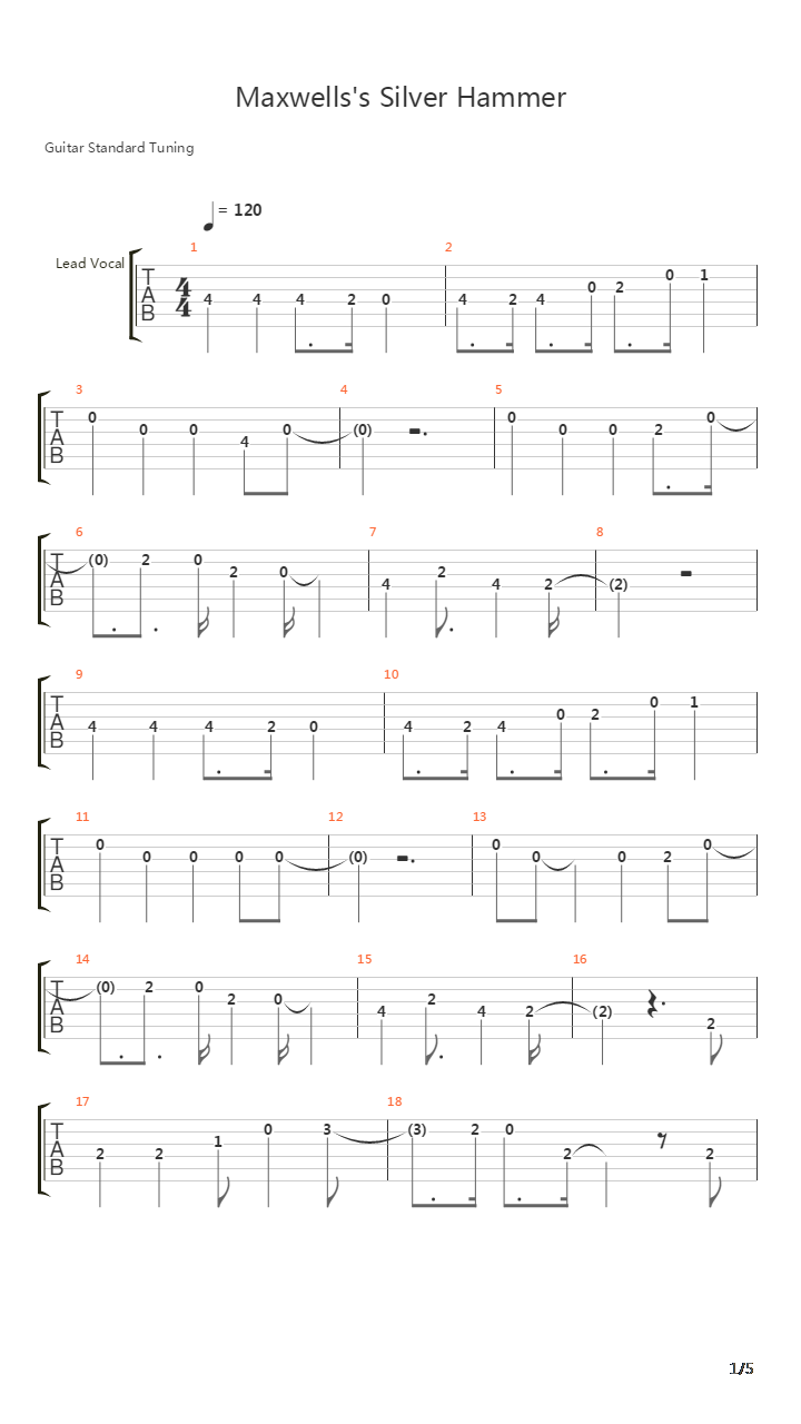 Maxwells Silver Hammer吉他谱