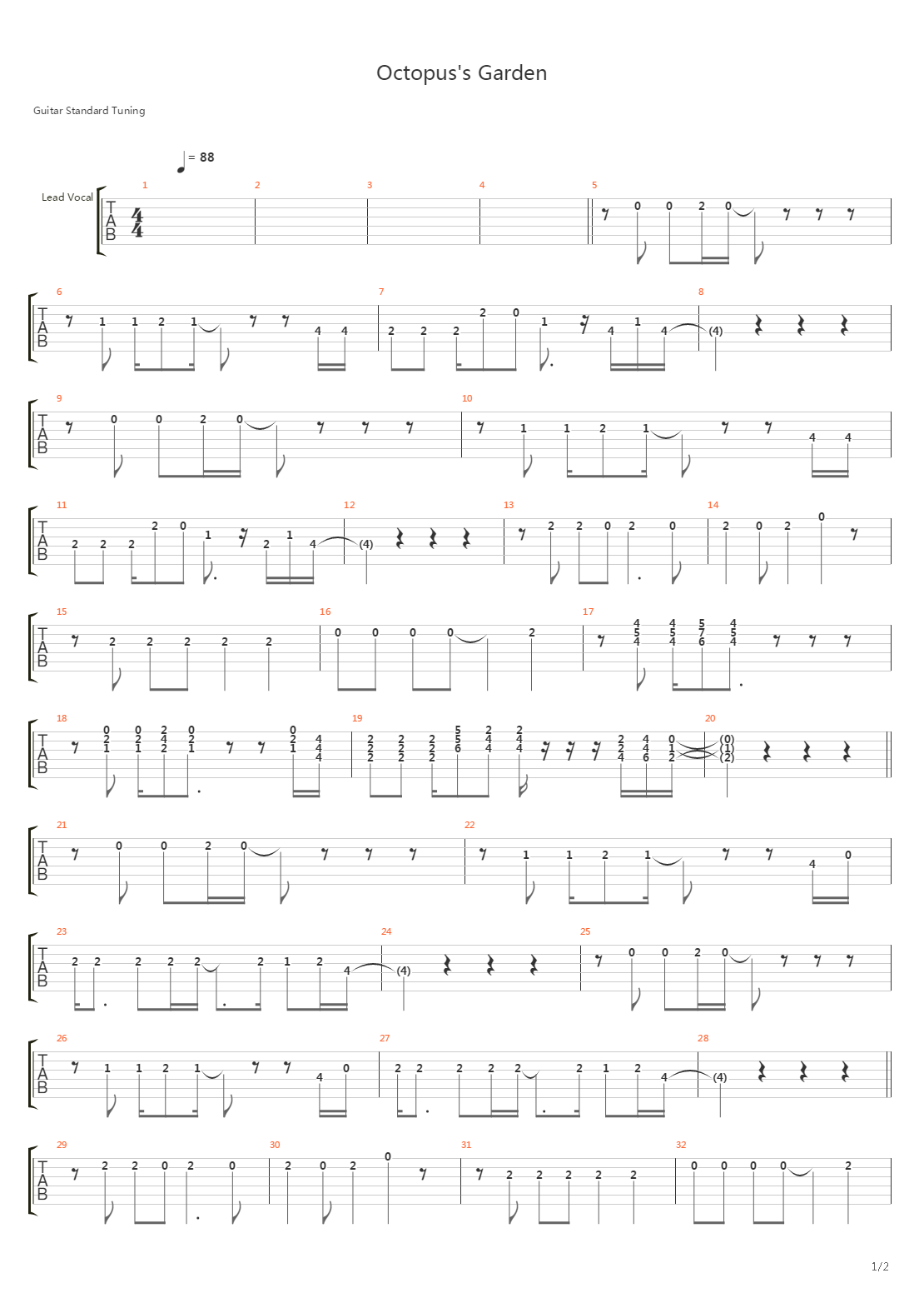 Octopuss Garden吉他谱