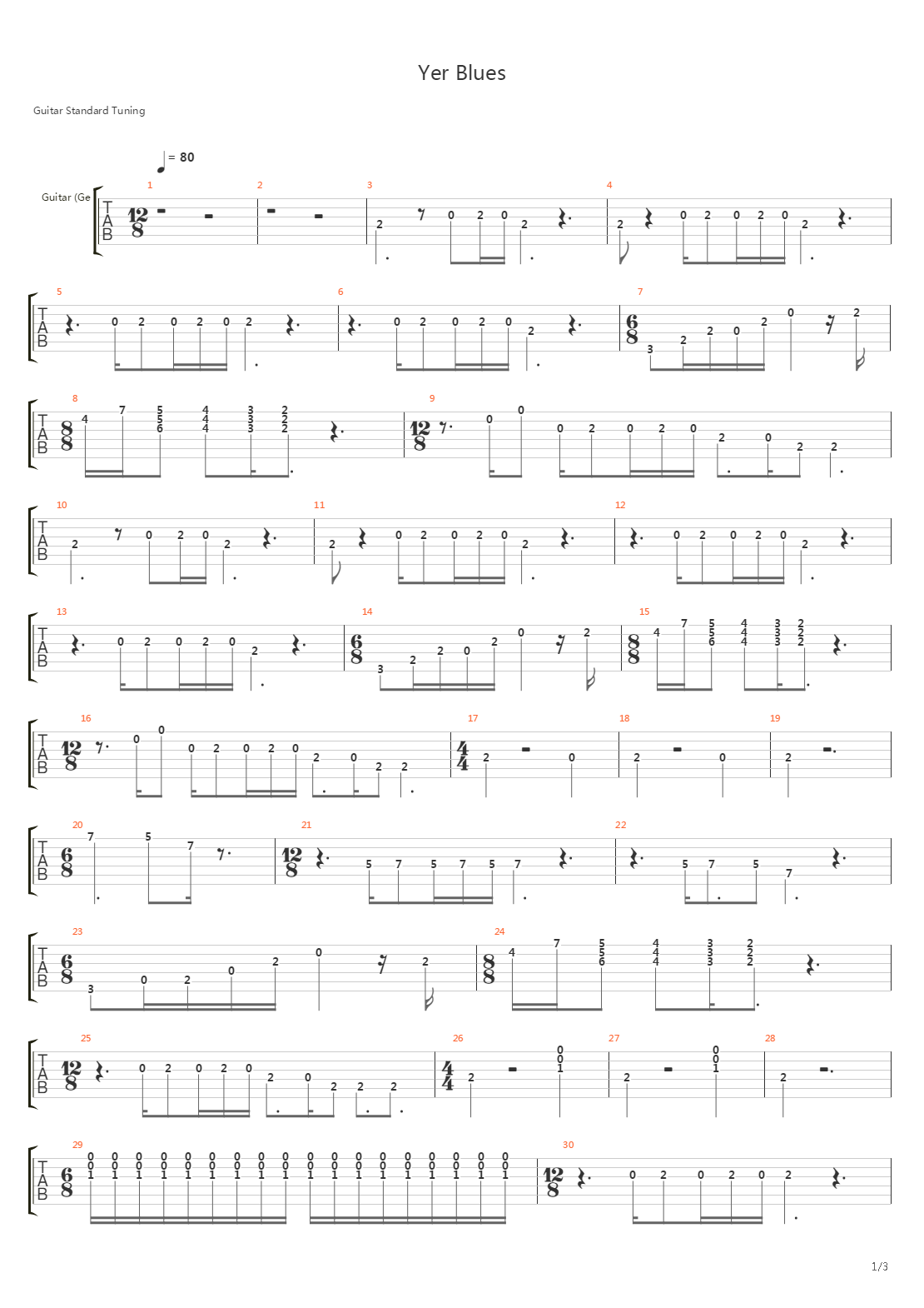 Yer Blues吉他谱