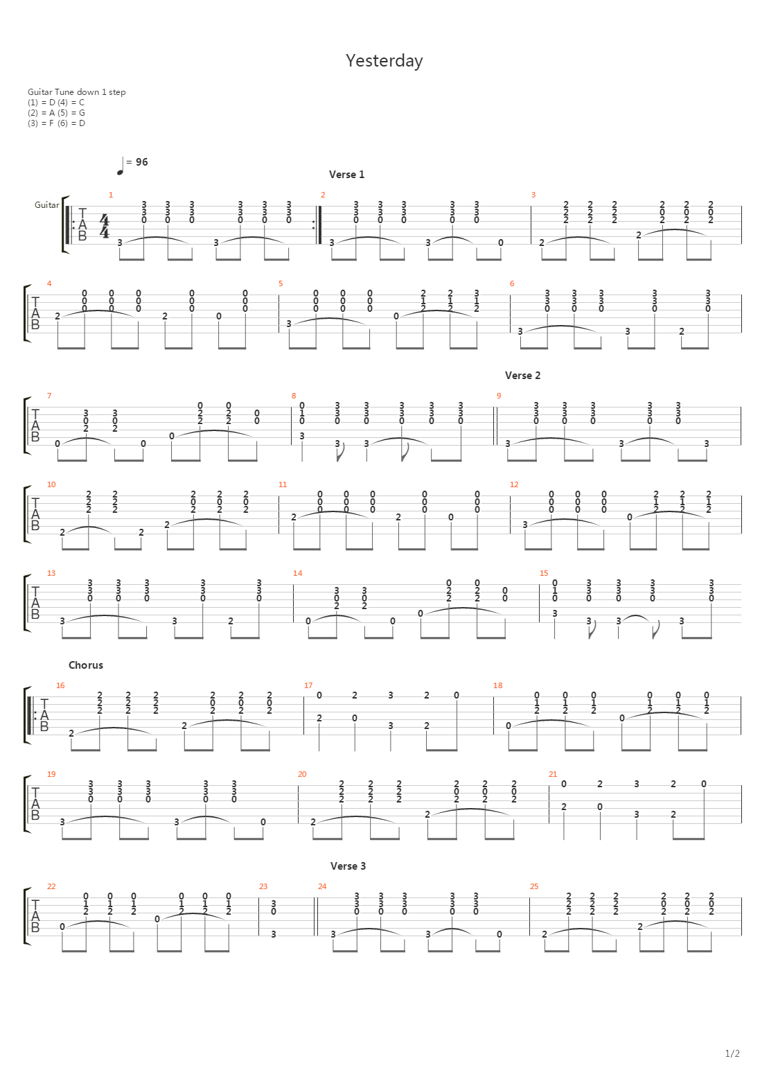 Yesterday吉他谱