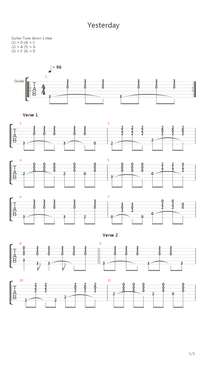 Yesterday吉他谱