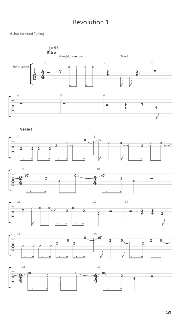 Revolution 1吉他谱