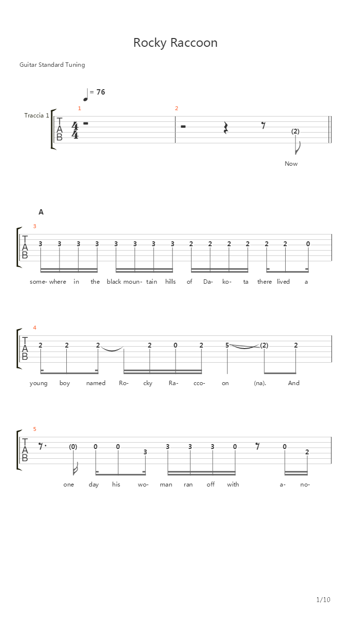 Rocky Raccoon吉他谱
