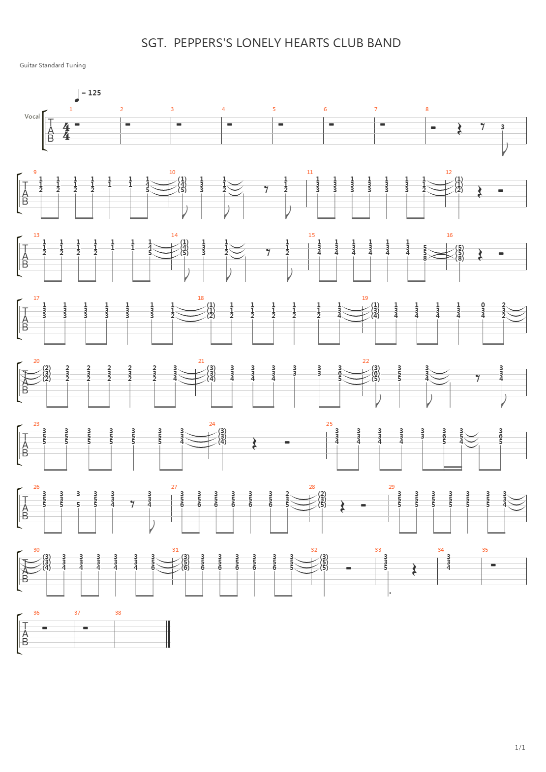 Sgt Peppers Lonely Hearts Club Band吉他谱