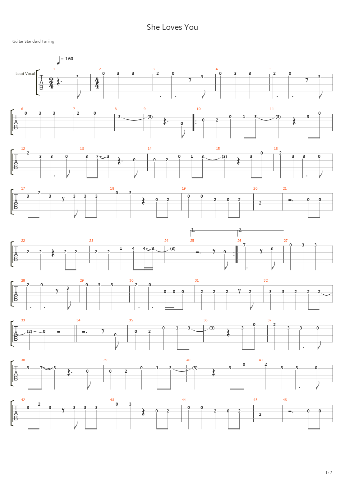 She Loves You吉他谱