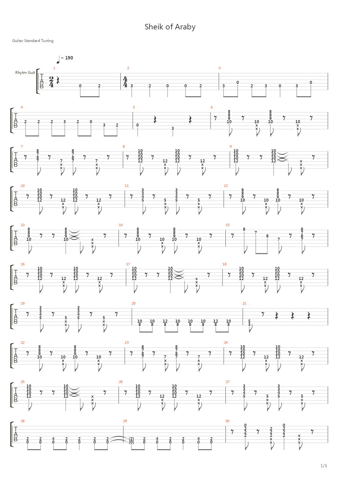 Sheik Of Araby吉他谱