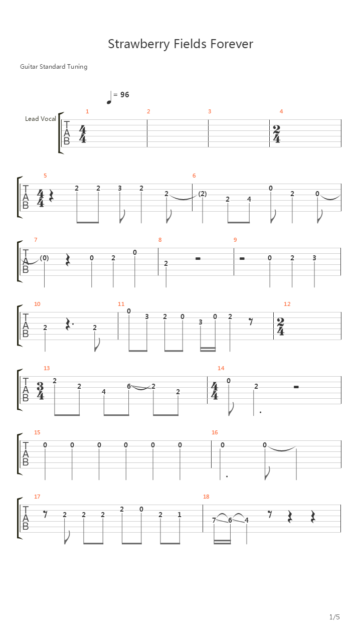 Strawberry Fields Forever吉他谱