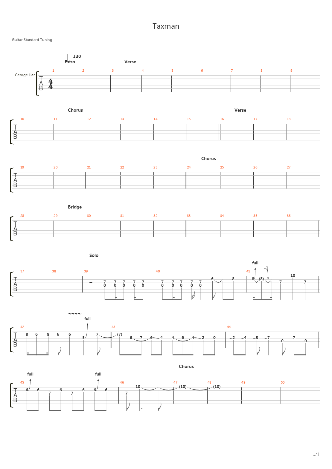 Taxman吉他谱