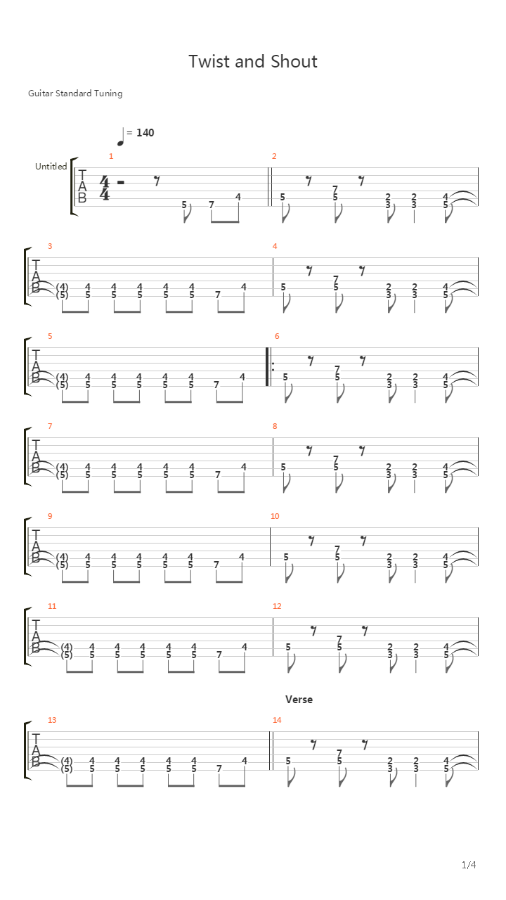 Twist And Shout吉他谱