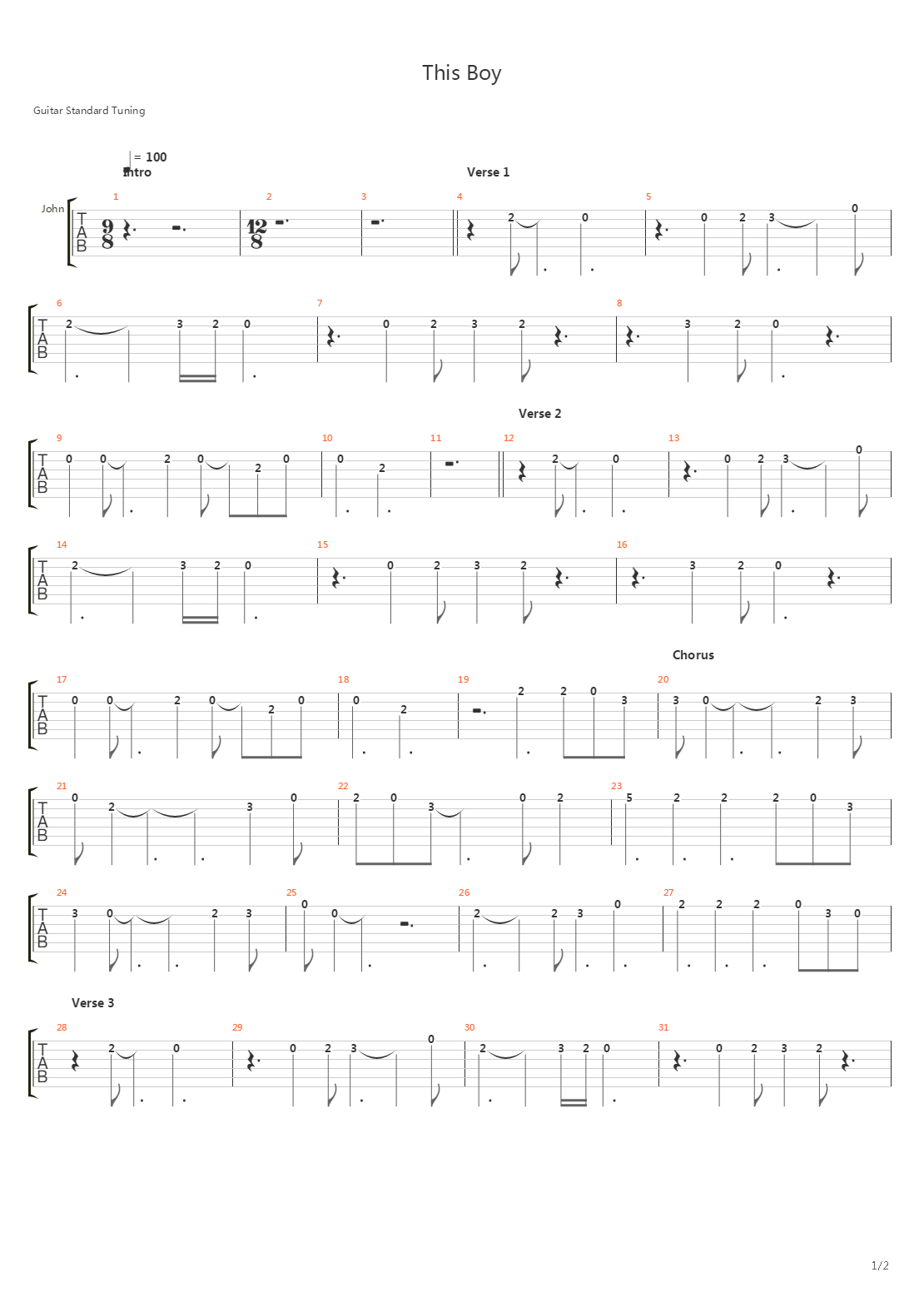 This Boy吉他谱