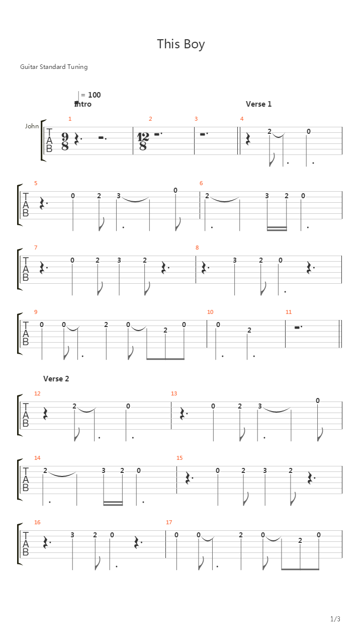 This Boy吉他谱