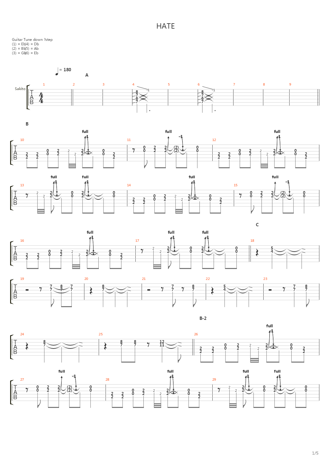 Hate吉他谱