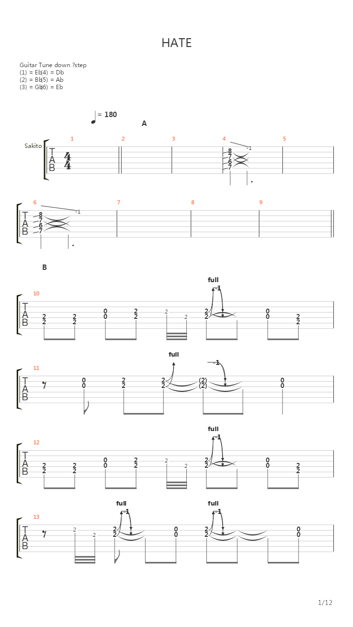 Hate吉他谱