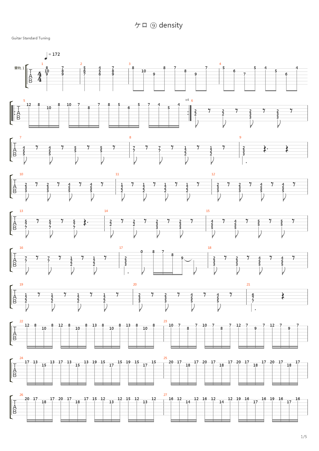 ケロ ⑨ density吉他谱