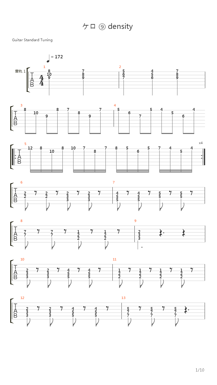 ケロ ⑨ density吉他谱