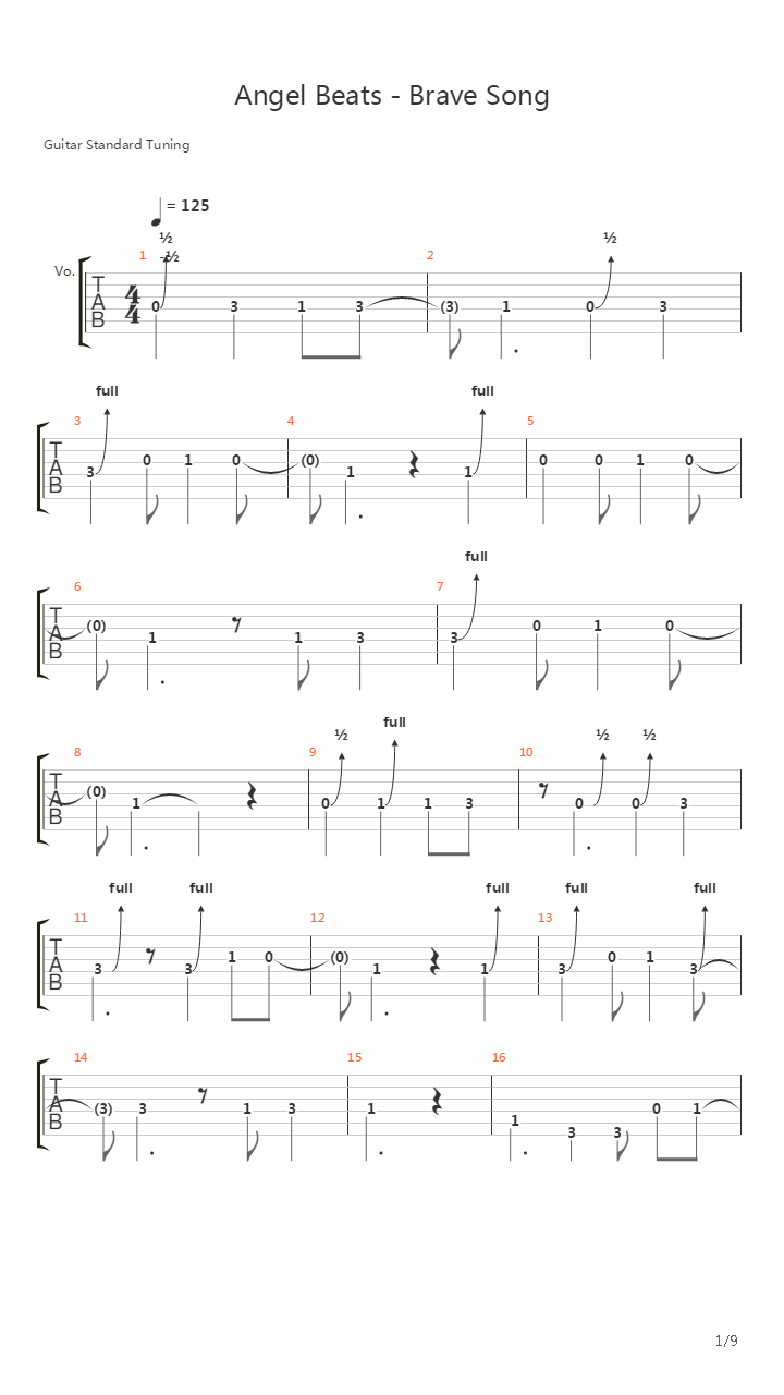 Angel Beats - Brave Song吉他谱