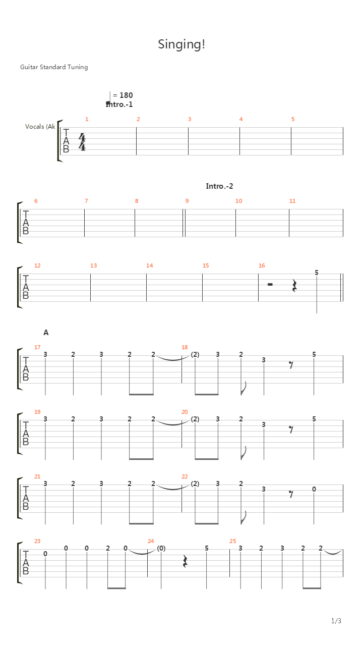 轻音少女(K-ON)剧场版ED - Singing!吉他谱